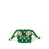 Mini sac tissé à la main avec finition perlée Petit sac frais à fleurs Petit sac messager à clés et rouge à lèvres